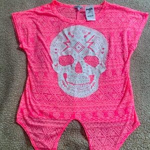 Charlotte Russe Pink tie front shirt L